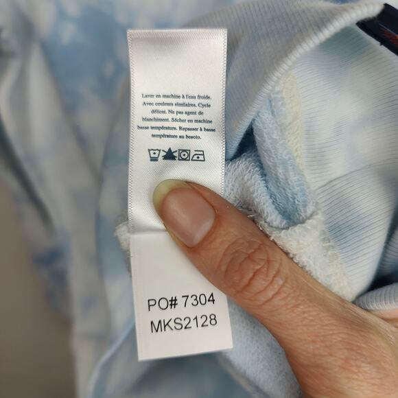 Faherty Tie Dye Hoodie Sweatshirt Mens Medium White Blue Pullover Cotton Terry - Picture 10 of 11